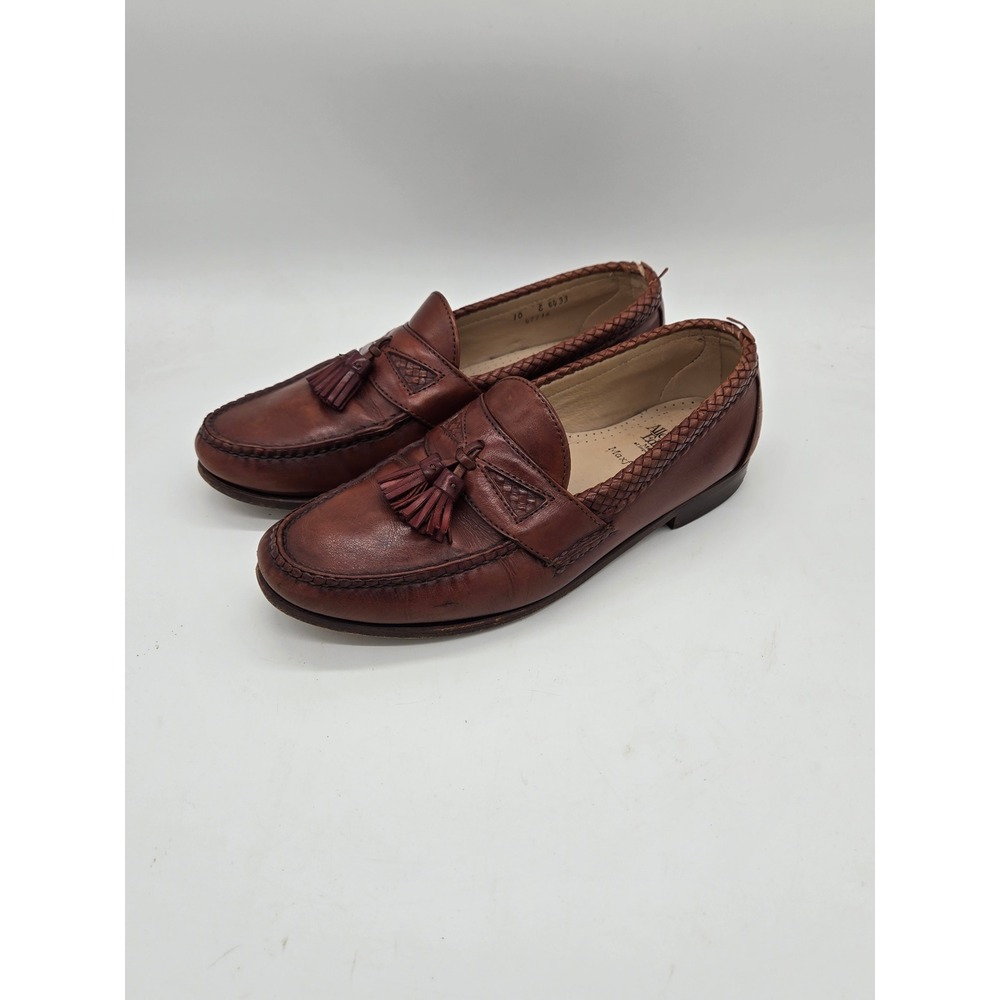 Allen Edmonds Maxfield Tassel Loafers Mens 10 E Brown Woven Leather Dress Shoes